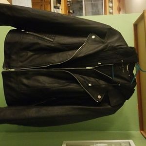 Black rivet leather coat